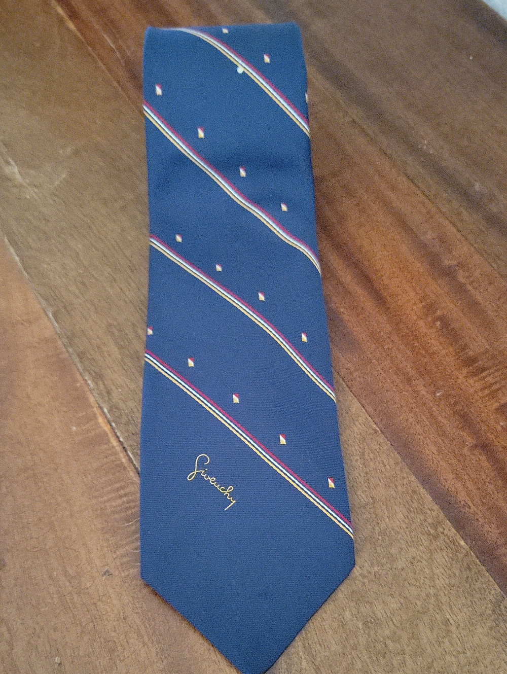 Givenchy Monsier Vintage Circa 1970's/1980's Navy Tie